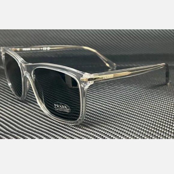 PRADA Gray Crystal Blue Men's 56mm Sunglasses - Picture 1 of 5